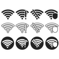 Wi-Fi icona impostare. senza fili illustrazione cartello collezione. segnale simbolo. vettore
