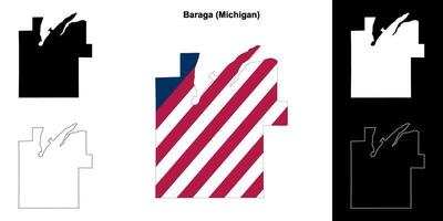 Baraga contea, Michigan schema carta geografica impostato vettore