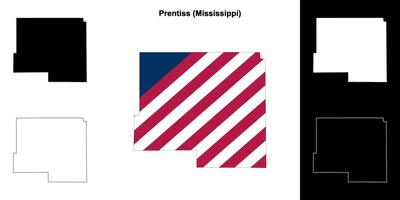 prentiss contea, Mississippi schema carta geografica impostato vettore