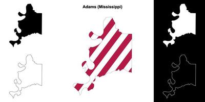 adams contea, Mississippi schema carta geografica impostato vettore