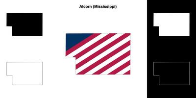 alcorn contea, Mississippi schema carta geografica impostato vettore