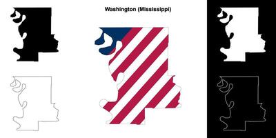 Washington contea, Mississippi schema carta geografica impostato vettore