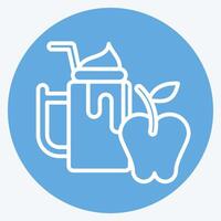 icona Mela. relazionato per salutare cibo simbolo. blu occhi stile. semplice design illustrazione vettore