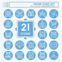 icona impostato drone. relazionato per tecnologia simbolo. blu occhi stile. semplice design illustrazione vettore