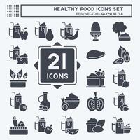 icona impostato salutare cibo. relazionato per frutta simbolo. glifo stile. semplice design illustrazione vettore