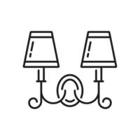 candeliere lampada, parete leggero linea icona, Vintage ▾ lanterna vettore