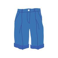 cartone animato Abiti maschio blu denim breve. vettore