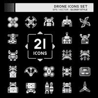 icona impostato drone. relazionato per tecnologia simbolo. lucido stile. semplice design illustrazione vettore