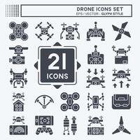 icona impostato drone. relazionato per tecnologia simbolo. glifo stile. semplice design illustrazione vettore