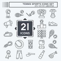 icona impostato tennis gli sport. relazionato per passatempo simbolo. linea stile. semplice design illustrazione vettore