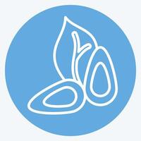 icona mandorla. relazionato per salutare cibo simbolo. blu occhi stile. semplice design illustrazione vettore