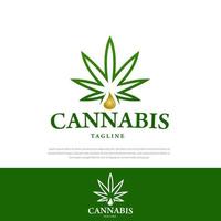 olio essenziale di cannabis gocce logo design vettore marijuana medica illustrazione