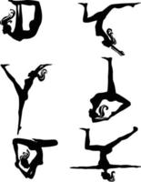 diversa silhouette ragazza yoga vettore