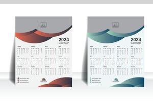 creativo attività commerciale parete calendario design 2024, annuale calendario design con spazio per il tuo Immagine. parete calendario, copertina modello, annuncio pubblicitario creativo. vettore