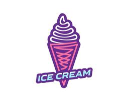 gelato dolce, ghiaccio crema cialda cono icona, emblema vettore