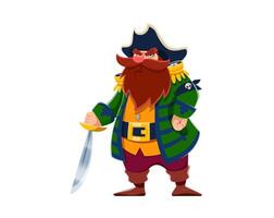 cartone animato pirata Capitano carattere, corsaro marinaio vettore