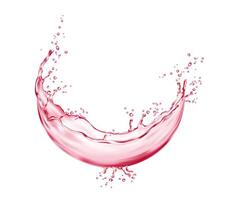 realistico rosa acqua onda flusso spruzzo con gocce vettore