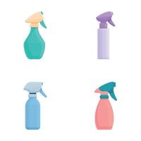 plastica bottiglia icone impostato cartone animato . pulizia spray bottiglia contenitore vettore