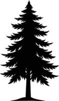 un' nero e bianca silhouette di un' pino albero vettore