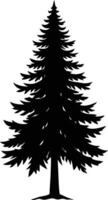 un' nero e bianca silhouette di un' pino albero vettore