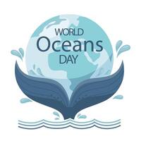 mondo oceani giorno concetto Aiuto per proteggere animali e il ambiente subacqueo vettore