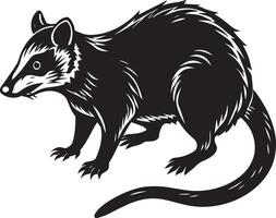 Immagine di un' opossum nel nero e bianca colori. vettore
