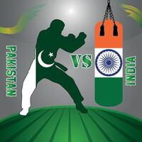 India vs Pakistan cricket incontro. creativo illustrazione di partecipante paesi bandiere isolato con boxe concetto vettore