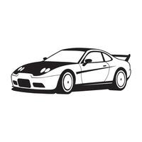 minimalista nero gli sport auto silhouette schema lato Visualizza grafico per design progetti vettore