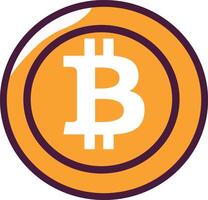 bitcoin, moneta semplice disegno, BTC criptovaluta per progettisti vettore