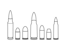illustrazioni vario tipi di proiettili. pulito minimalista linea. vettore