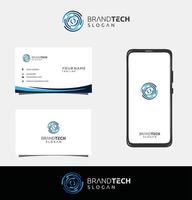 modello di progettazione logo moderno cerchio tech. icona del design del logo della tecnologia digitale rotonda tech. lettera iniziale o anello tech logo design biglietto da visita e app mobile vettore