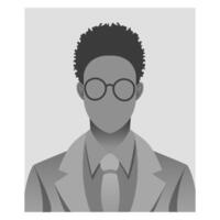 predefinito avatar profilo icona - uomo nel completo da uomo con legare. grigio foto segnaposto. in scala di grigi avatar, utente profilo, persona icona, silhouette, profilo immagine per sconosciuto o anonimo individui. vettore