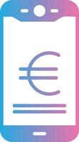 Euro mobile pagare glifo pendenza icona design vettore