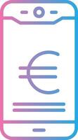 Euro mobile pagare linea pendenza icona design vettore