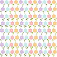 design molto colorato modello senza soluzione di continuità isolato su sfondo bianco. fiori dolci pastello stanno sbocciando. adatto per avvolgere carta, carta da parati, tessuto e così via. vettore