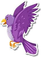 simpatico adesivo viola uccello animale cartone animato vettore