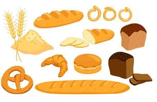 pane icone impostare. segale, totale grano e Grano pane. forno Pasticcino prodotti. per design menù forno vettore