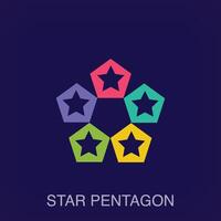 creativo stella pentagono logo. in modo univoco progettato colore transizioni. geometrico forma logo modello vettore