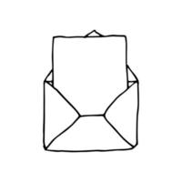 icona della posta, busta aperta, simbolo di posta elettronica. lettera di schizzo vettore