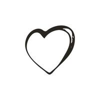 scarabocchiare icona del cuore. simbolo d'amore. illustrazione grafica disegnata a mano carina isolata su priorità bassa bianca. segno di stile semplice contorno. modello di schizzo d'arte vettore