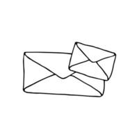 icona della posta, buste chiuse impilate, simbolo della posta elettronica. lettera di schizzo vettore
