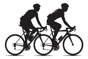 bicicletta equitazione nero silhouette design bianca sfondo vettore