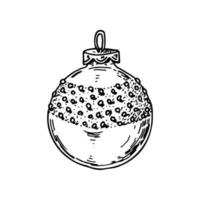palla di natale disegnata a mano. giocattolo vintage albero di Natale. illustrazione vettoriale in stile schizzo.