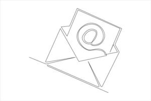 continuo uno linea e-mail schema mano disegnato simbolo arte illustrazione vettore