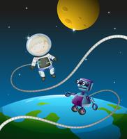 Un astronauta e un robot vettore