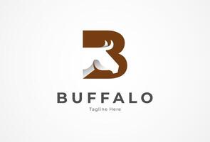 bufalo logo, moderno lettera B con negativo spazio Toro testa dentro, illustrazione vettore