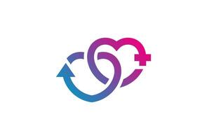 Genere simbolo logo ispirazione, amore cartello, maschio e femmina sesso cartello , piatto design logo modello elemento, illustrazione vettore