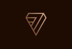 diamante gioielleria logo, 3d numero 7 con diamante combinazione, utilizzabile per marca e attività commerciale loghi, piatto design logo modello elemento, illustrazione vettore