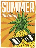 estate vacanza manifesto con ananas disegno vettore