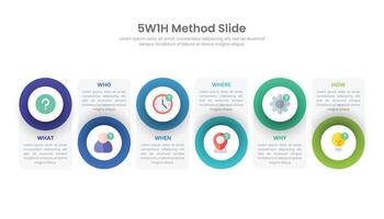 5w1h analisi diagramma Infografica modello design. vettore